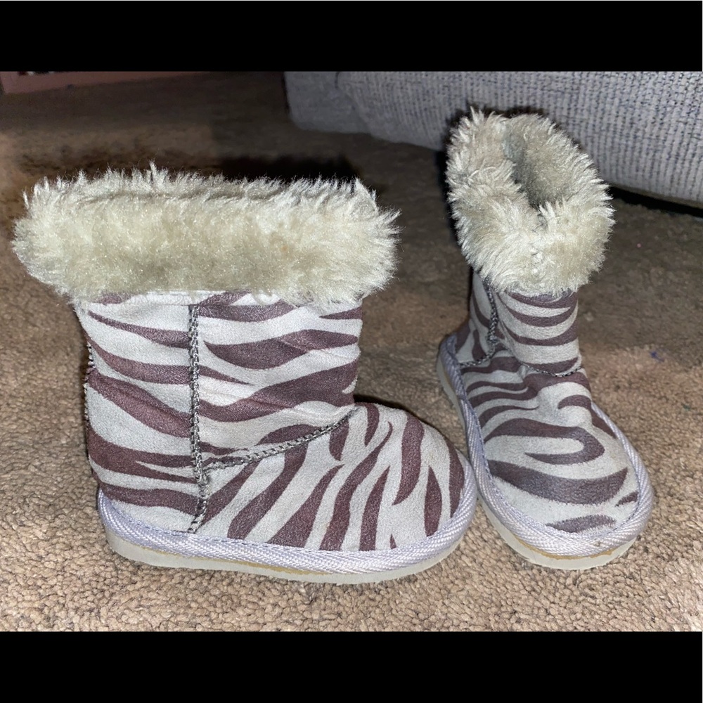 Zebra print baby girl boots